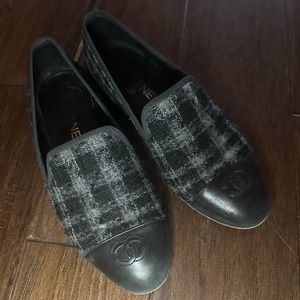 Chanel Tweed 2016 Interlocking CC Loafers Size 39